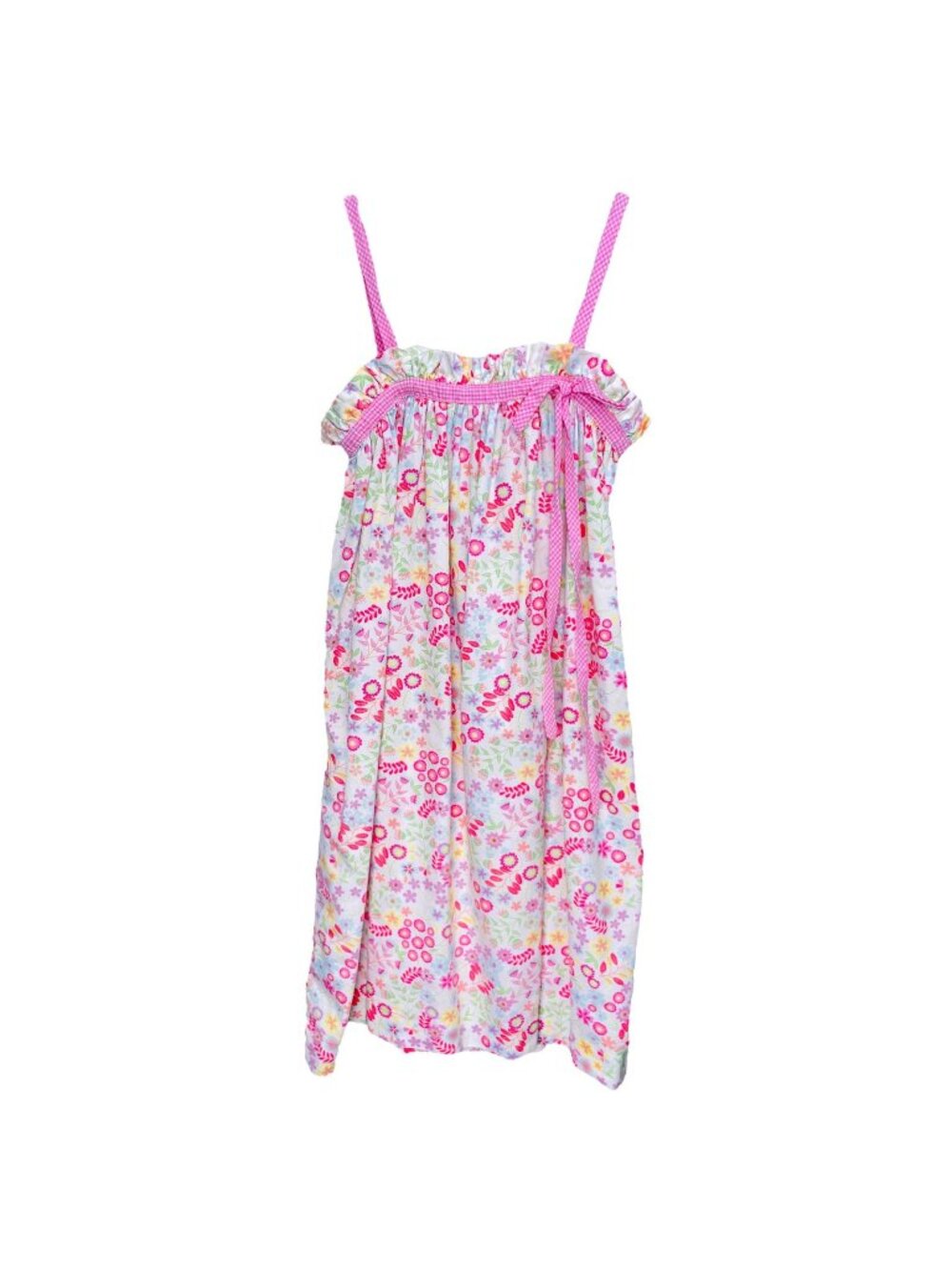Orient Express Girls Pink Floral Sleeveless Ruffle Gathered Bow Dress 7